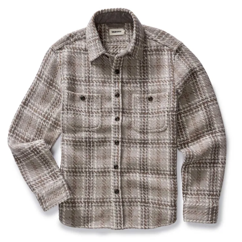 The Cutter Overshirt in Grey Plaid sold by Taylor Stitch