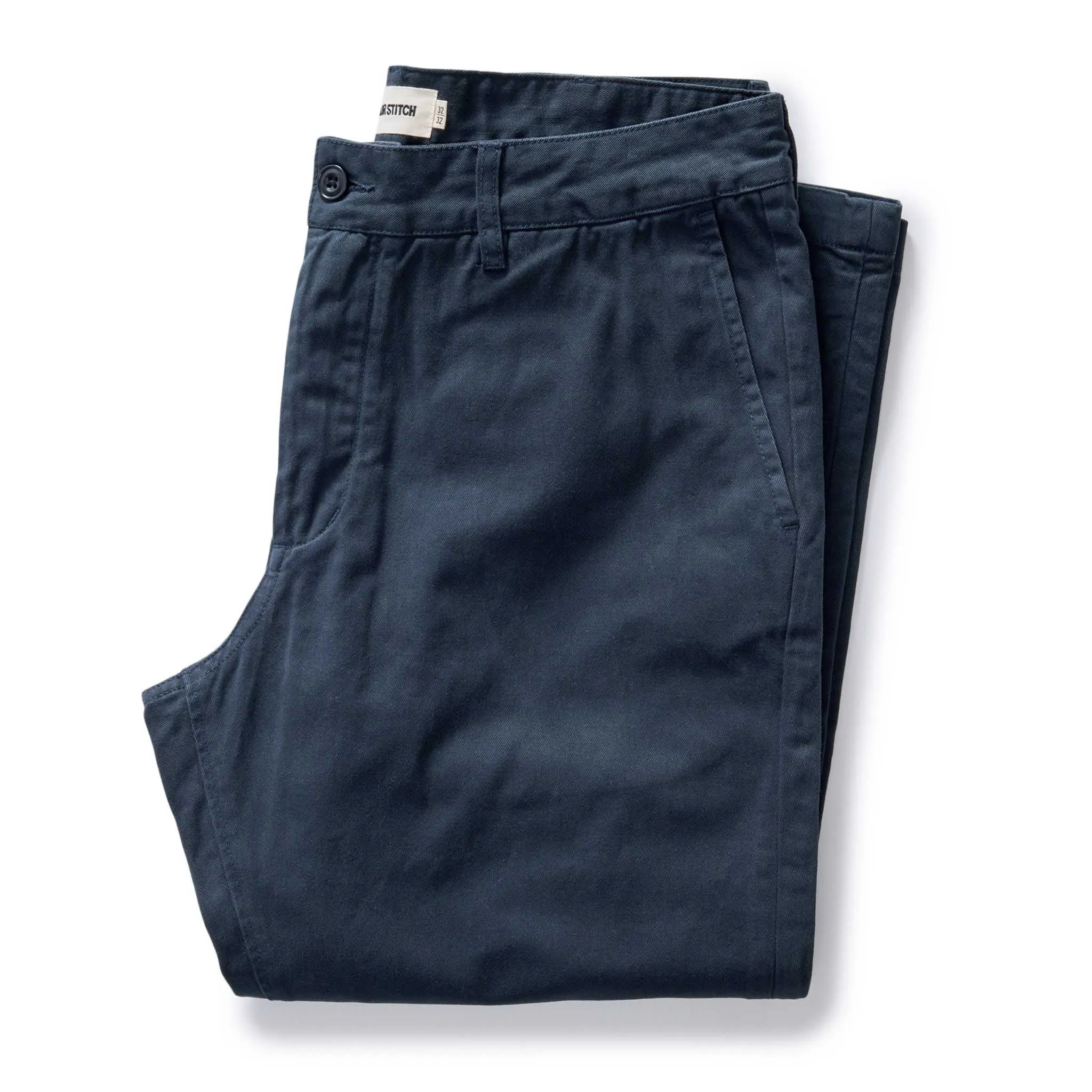 The Democratic Foundation Pant in Organic Navy sold by Taylor Stitch