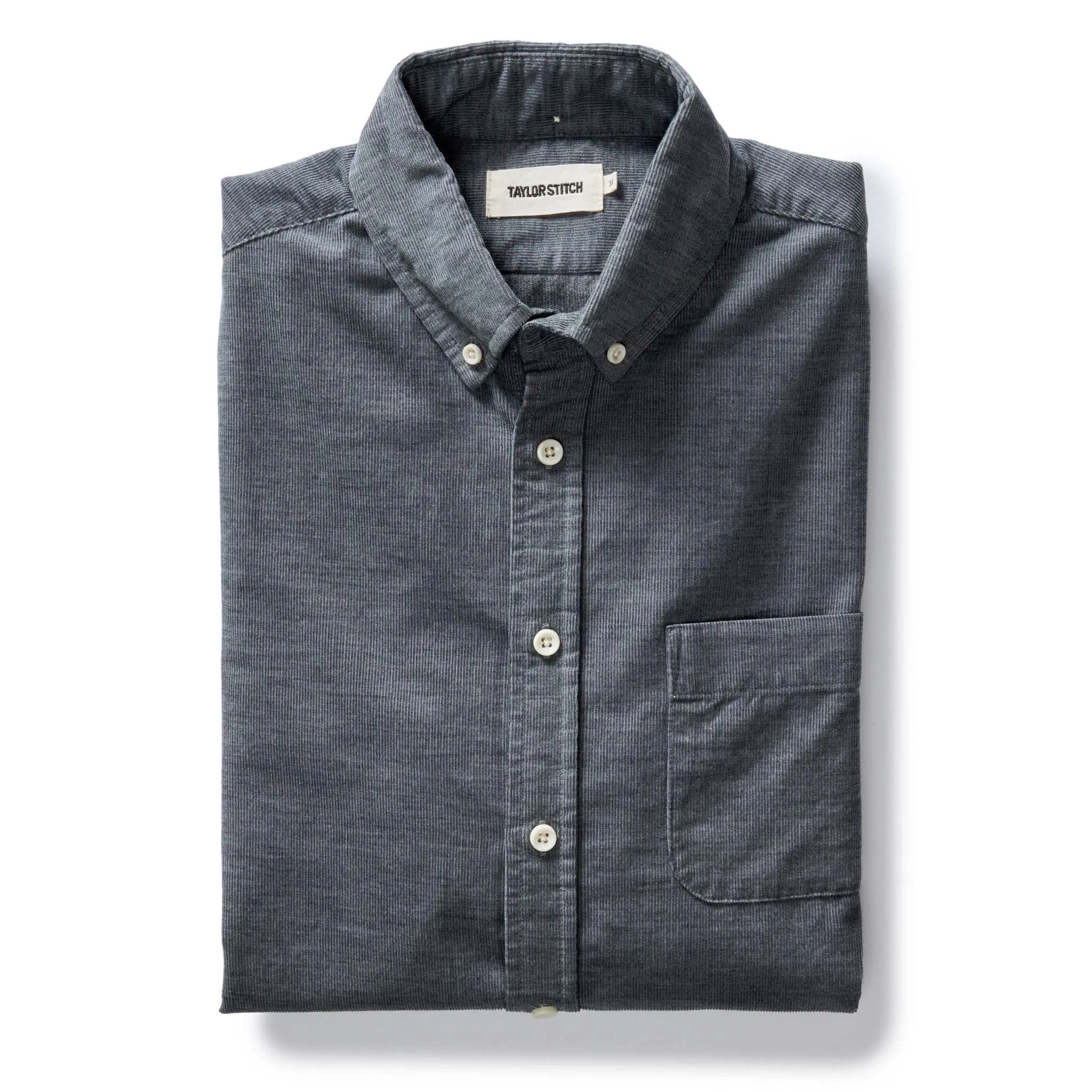 The Jack in Heather Slate Pincord sold by Taylor Stitch