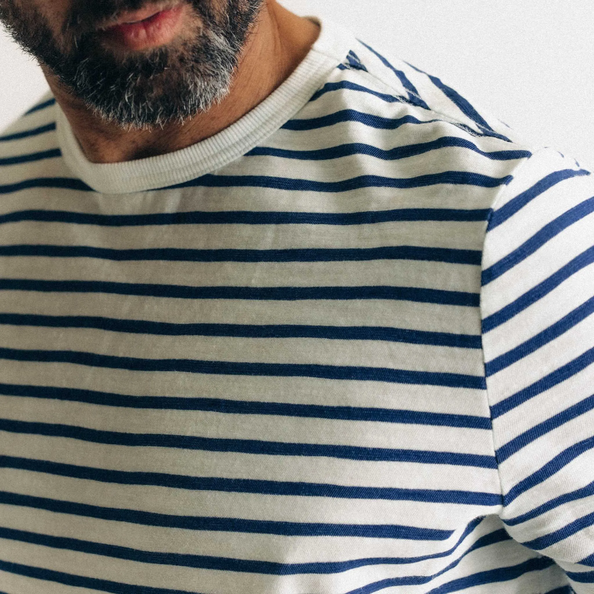 The Organic Cotton Long Sleeve Tee in Indigo Stripe sold by Taylor Stitch product image thumbnail 3