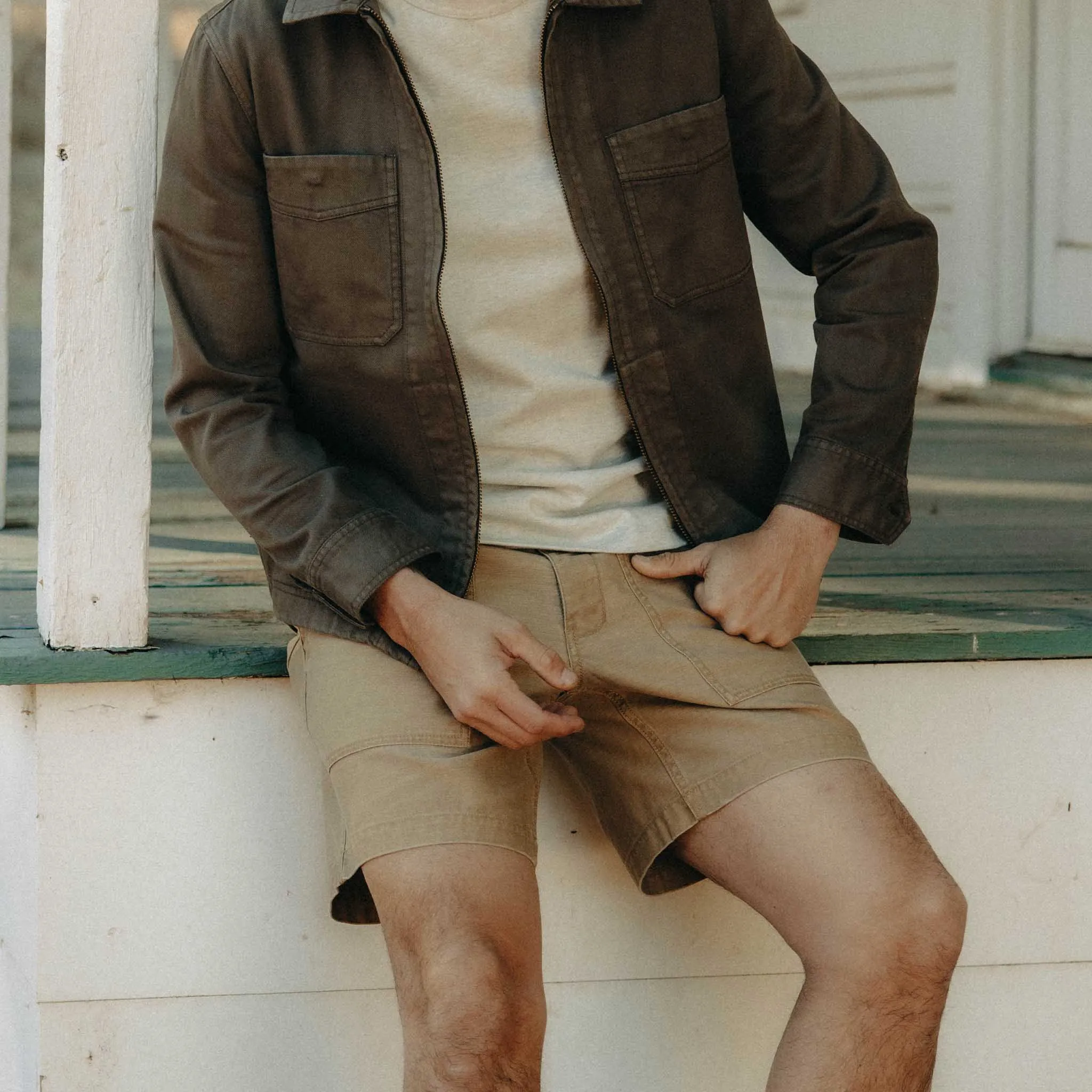 The Surplus Short in Khaki Reverse Sateen sold by Taylor Stitch product image thumbnail 3