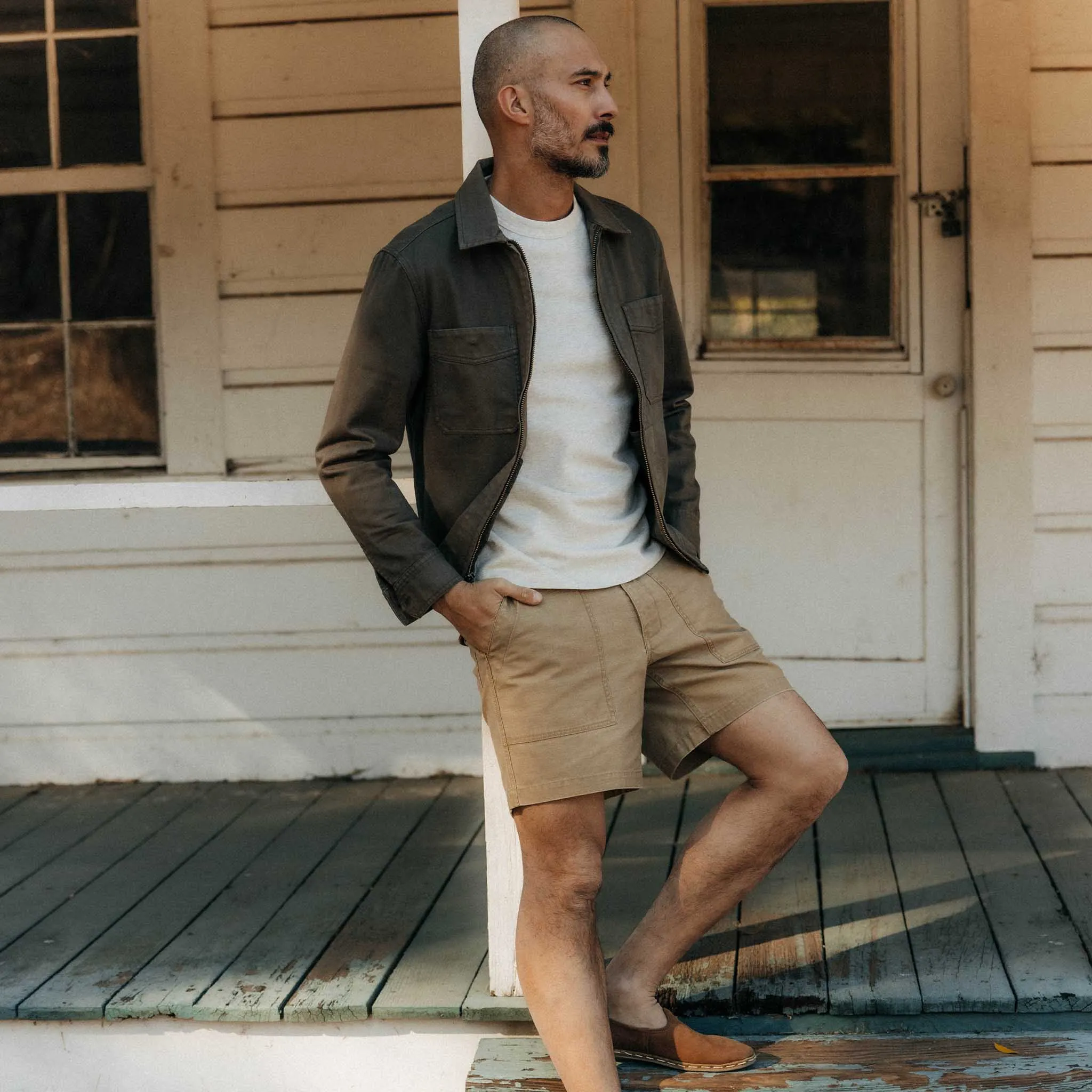 The Surplus Short in Khaki Reverse Sateen sold by Taylor Stitch product image thumbnail 2