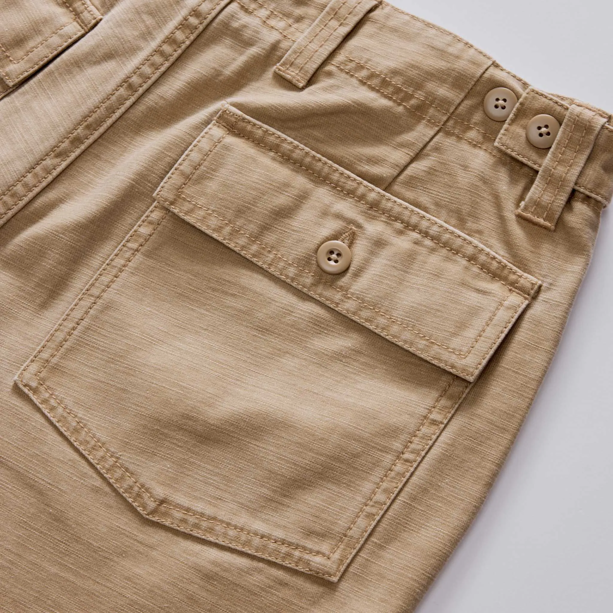 The Surplus Short in Khaki Reverse Sateen sold by Taylor Stitch product image thumbnail 5