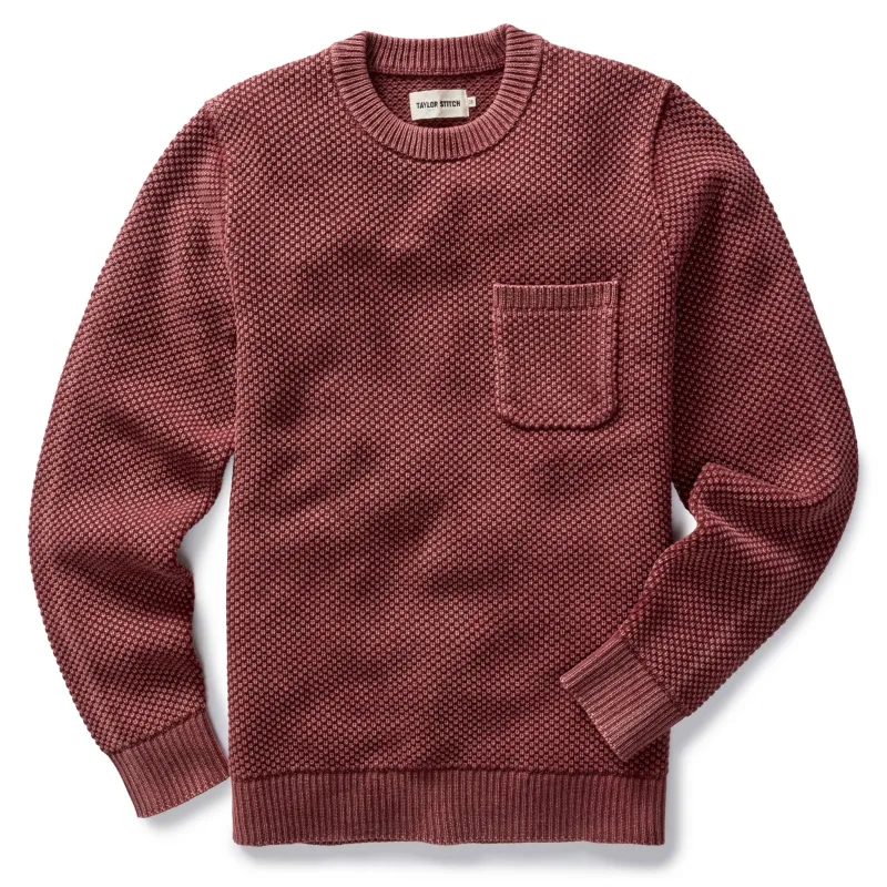 The Crawford Crew Sweater in Dried Cherry made by Taylor Stitch
