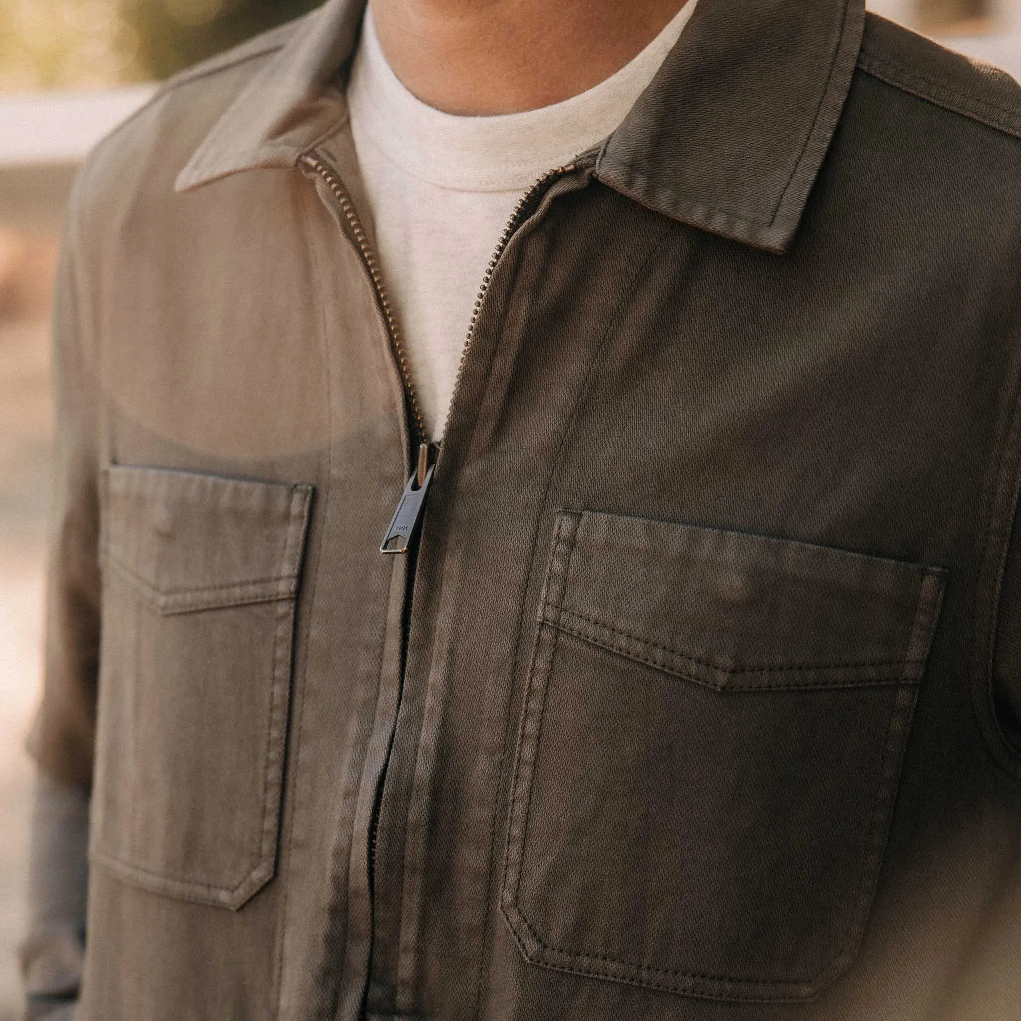 The Station Jacket in Fatigue Olive Broken Twill sold by Taylor Stitch product image thumbnail 3