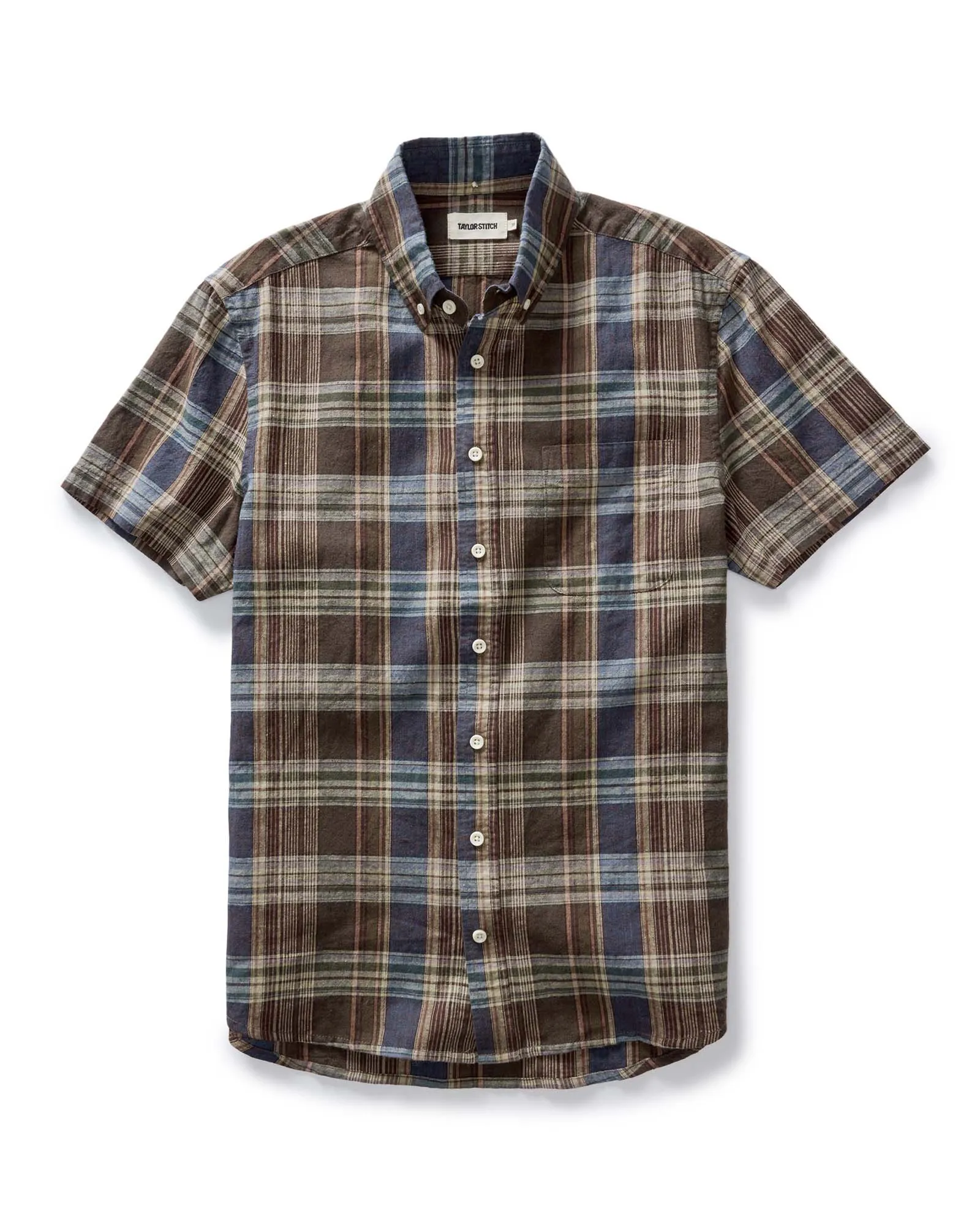 The Short Sleeve Jack in Atlantic Blue Plaid sold by Taylor Stitch