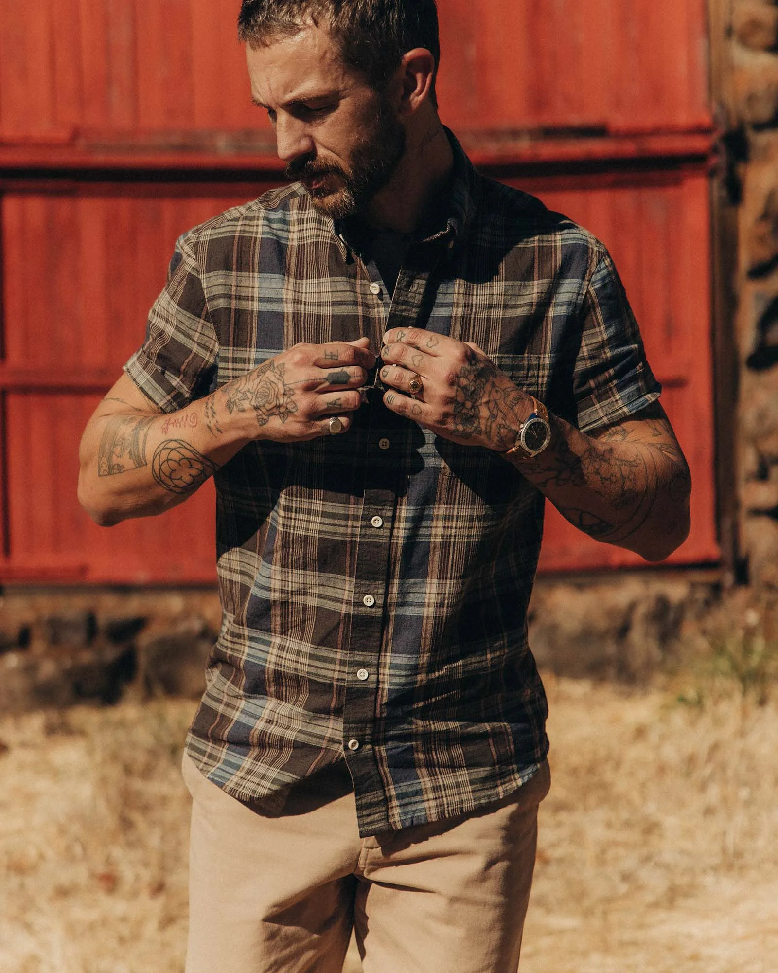The Short Sleeve Jack in Atlantic Blue Plaid sold by Taylor Stitch product image thumbnail 3
