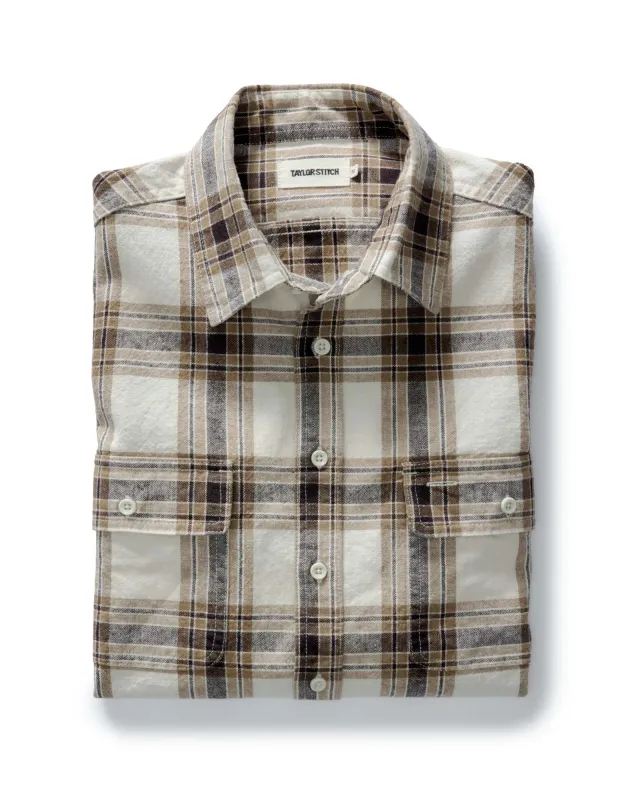 The Craftsman Shirt in Bark Plaid Linen sold by Taylor Stitch