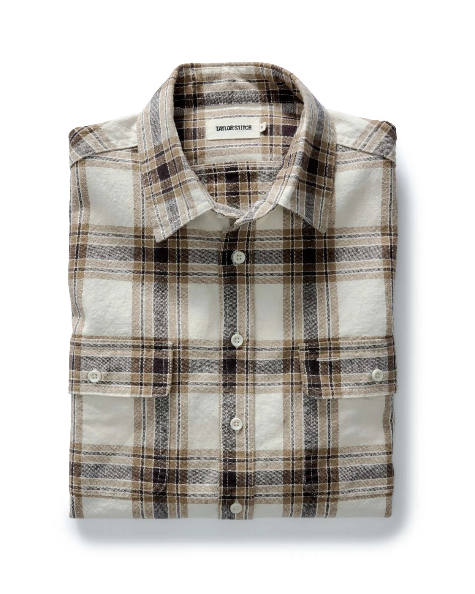 The Craftsman Shirt in Bark Plaid Linen sold by Taylor Stitch