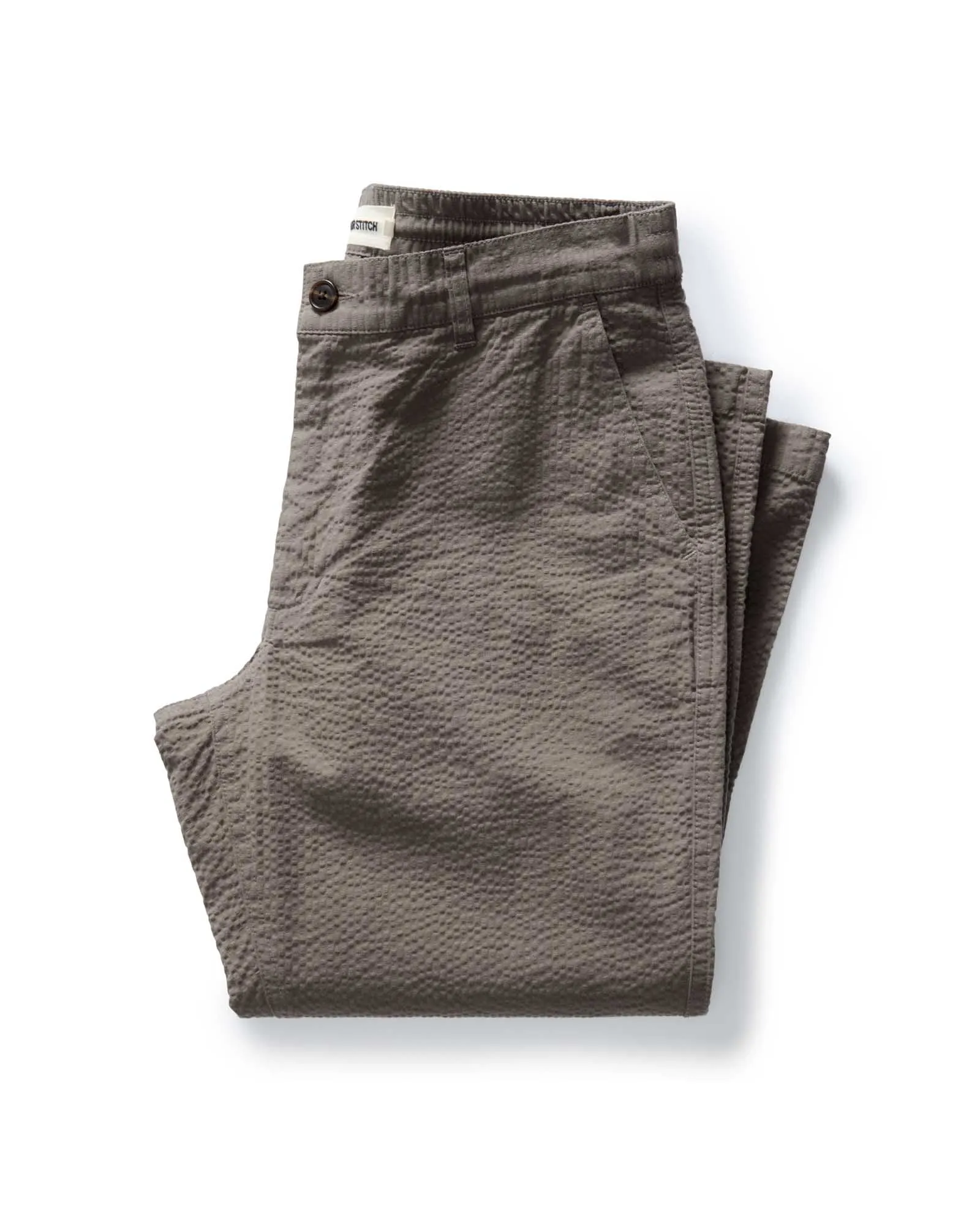 The Easy Pant in Canteen Seersucker sold by Taylor Stitch
