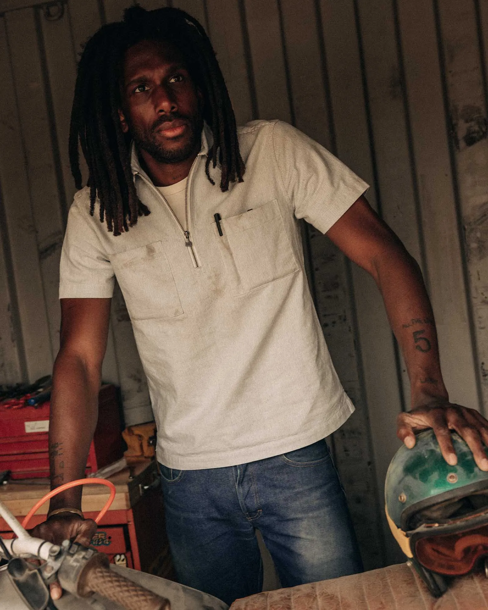 The Exhaust Shirt in Natural Stripe sold by Taylor Stitch product image thumbnail 2