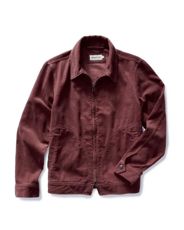 The Piston Jacket in Dried Cherry Corduroy sold by Taylor Stitch