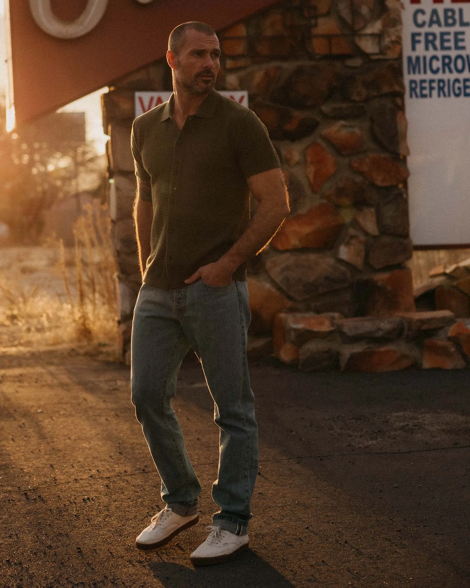 The Button Down Polo in Cilantro Herringbone sold by Taylor Stitch product image thumbnail 3