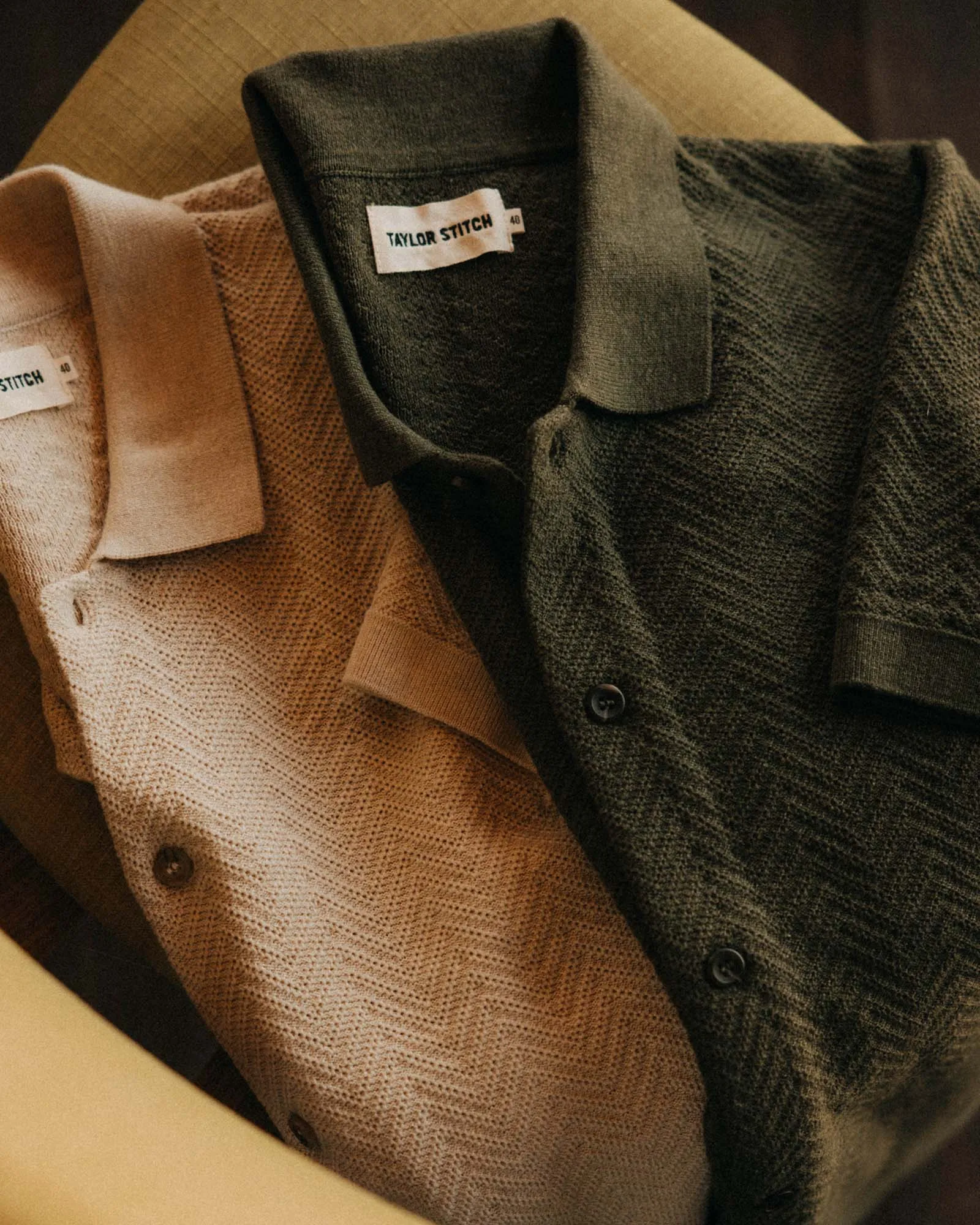 The Button Down Polo in Cilantro Herringbone sold by Taylor Stitch product image thumbnail 5