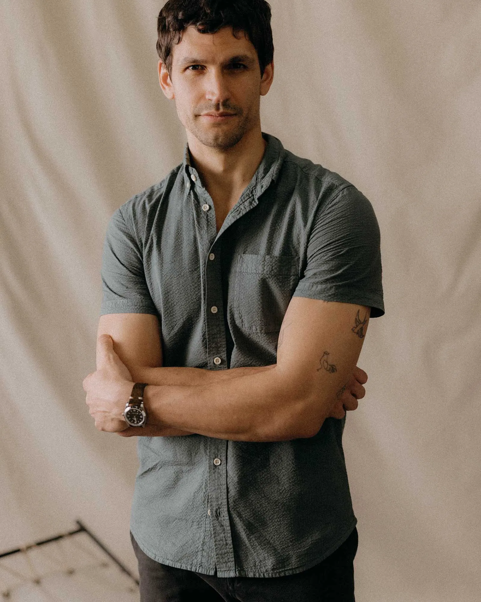 The Short Sleeve Jack in Deep Sea Seersucker sold by Taylor Stitch product image thumbnail 2