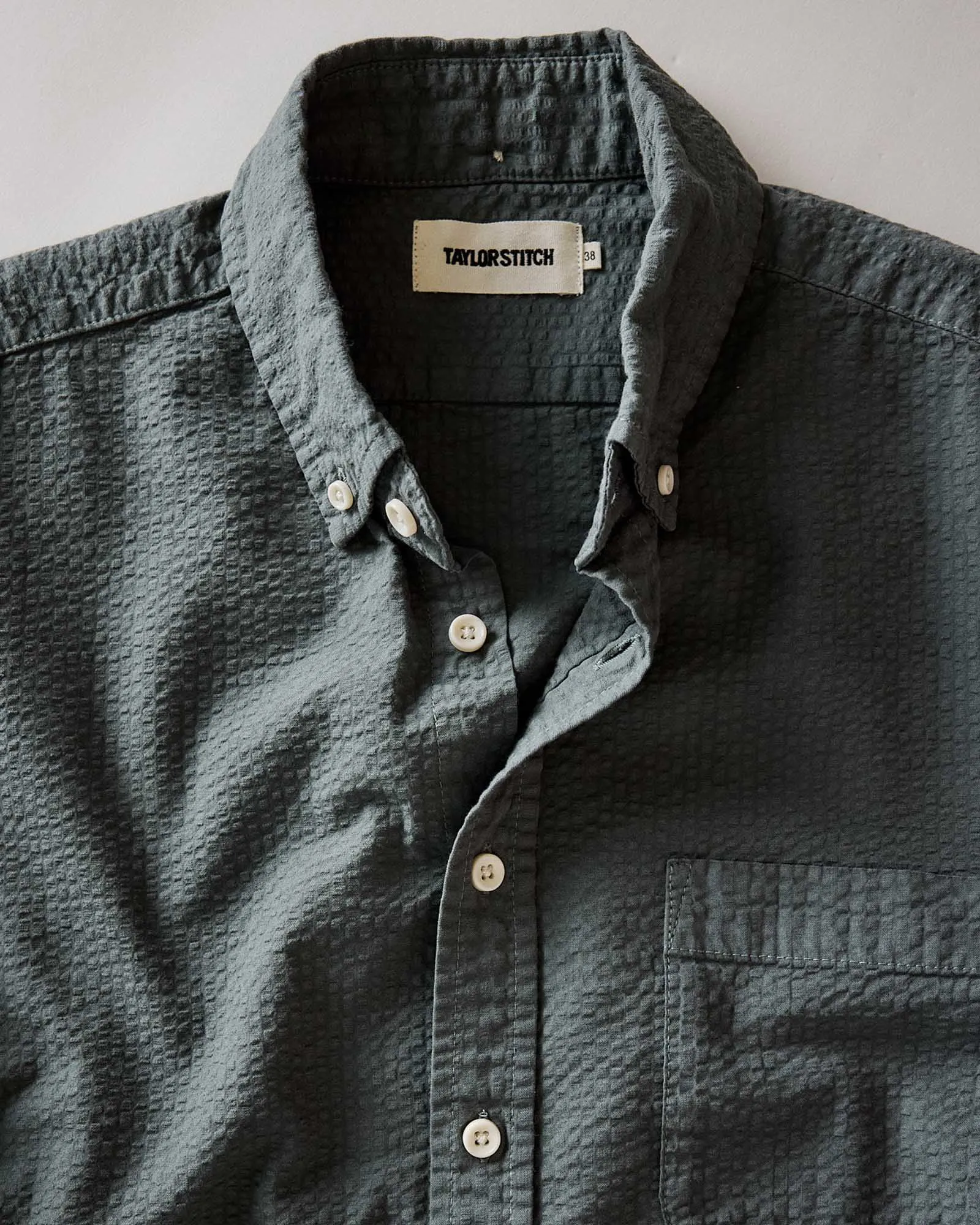 The Short Sleeve Jack in Deep Sea Seersucker sold by Taylor Stitch product image thumbnail 4