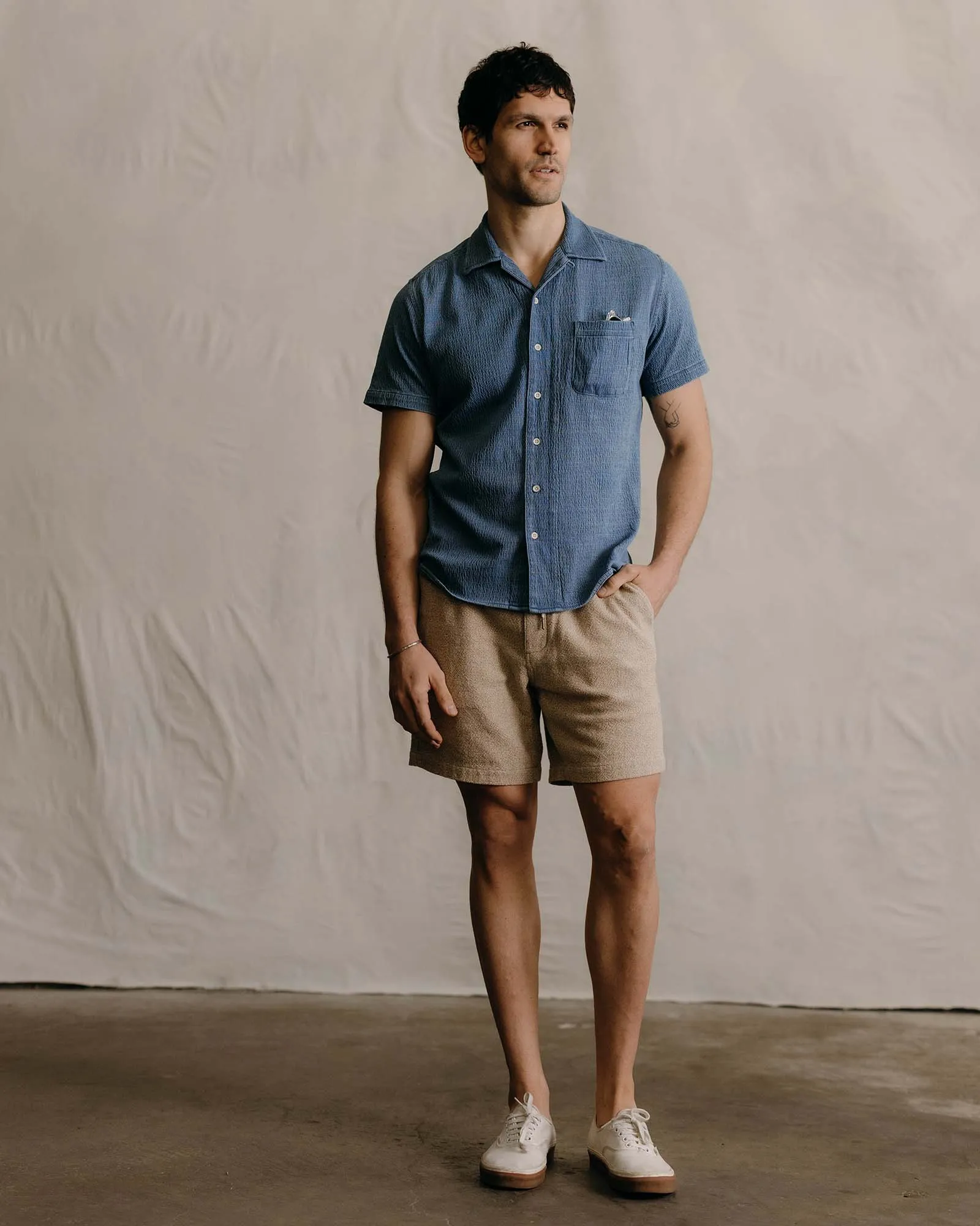 The Hawthorne Shirt in Washed Indigo Crepe sold by Taylor Stitch product image thumbnail 2