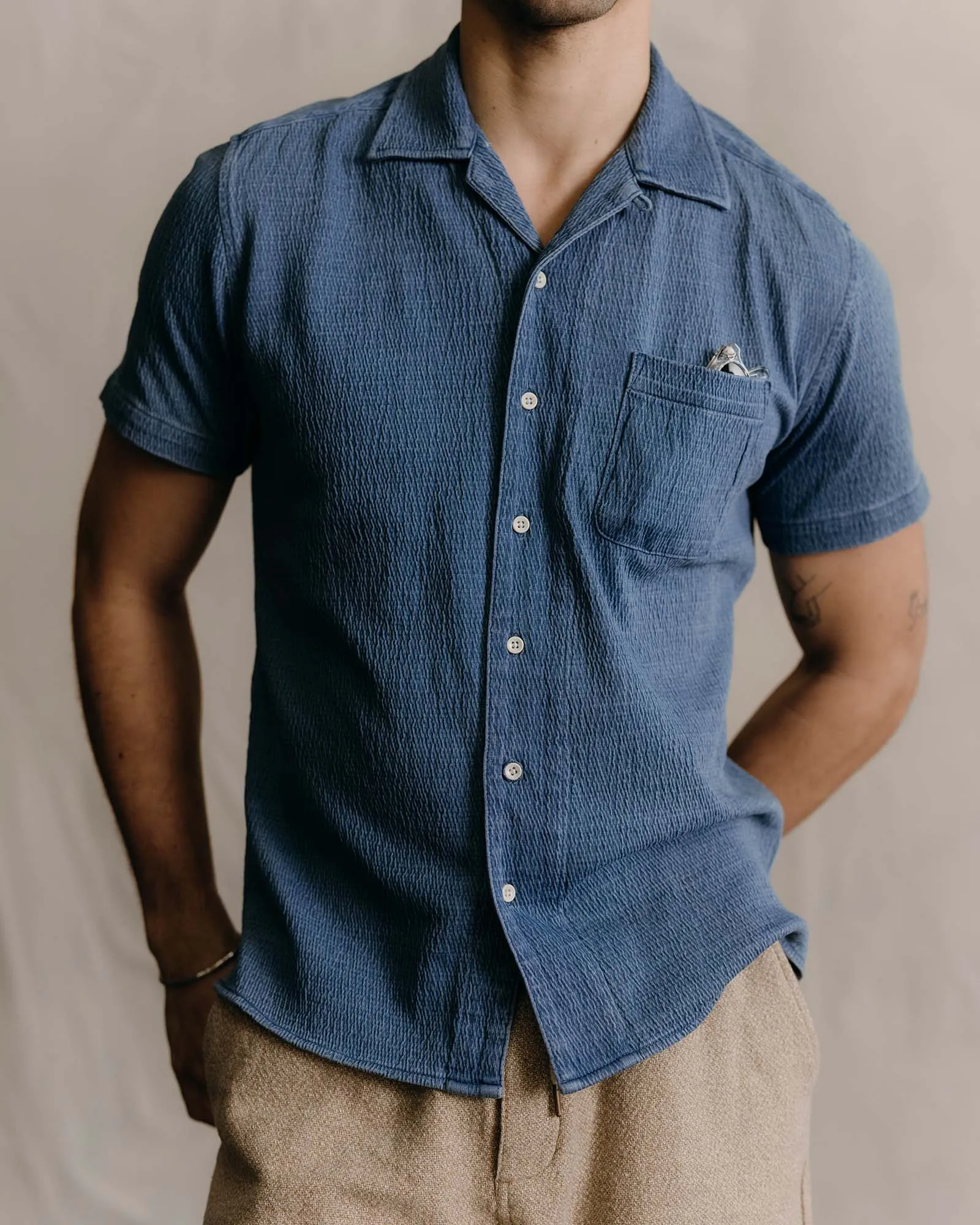 The Hawthorne Shirt in Washed Indigo Crepe sold by Taylor Stitch product image thumbnail 3