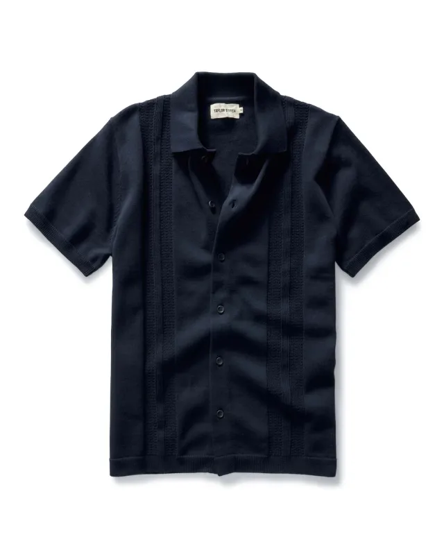 The Button Down Polo in Dark Navy Stripe sold by Taylor Stitch