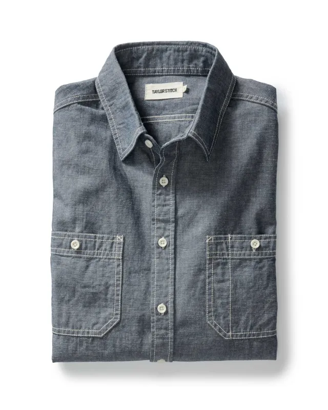 The Utility Shirt in Rinsed Indigo Nep sold by Taylor Stitch