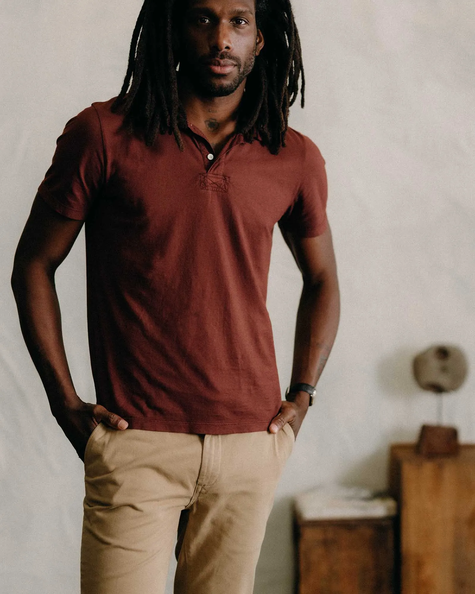 The Cotton Hemp Polo in Black Cherry sold by Taylor Stitch product image thumbnail 2