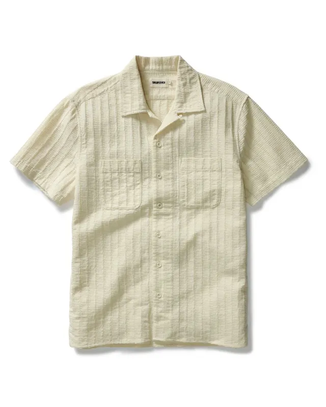 The Conrad Shirt in Vintage White Dobby Stripe sold by Taylor Stitch