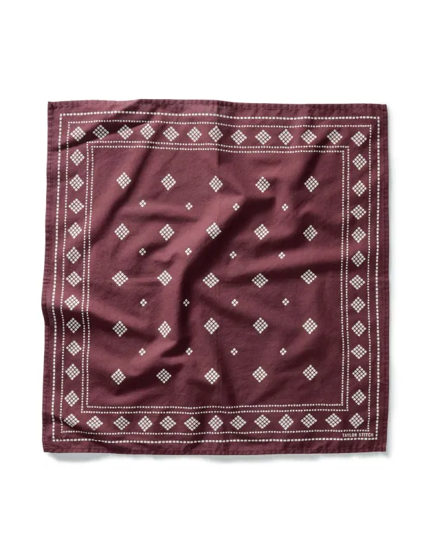 The Bandana in Dried Cherry Diamond sold by Taylor Stitch