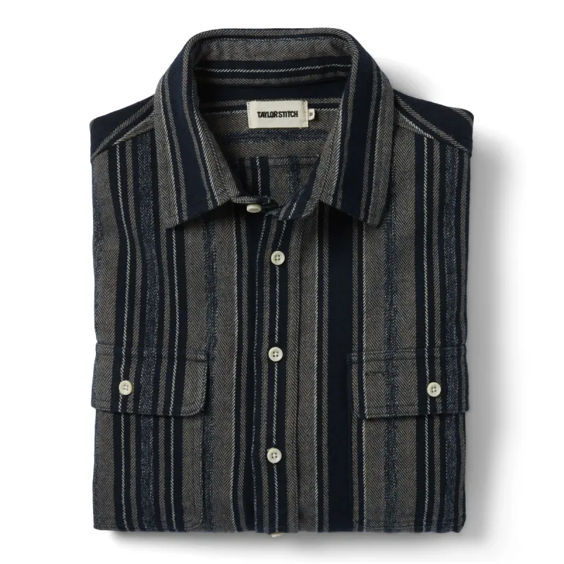 The Ledge Shirt in Ocean Stripe sold by Taylor Stitch