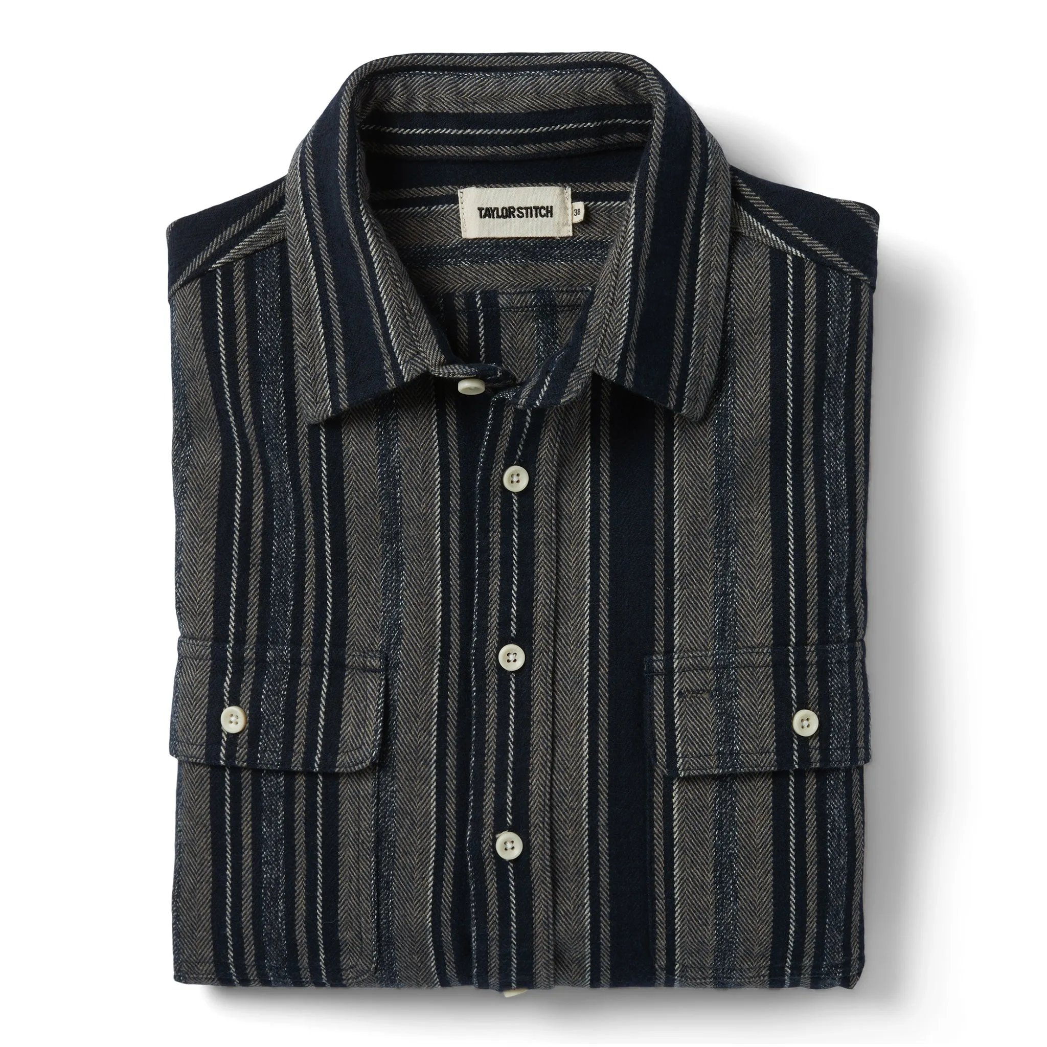 The Ledge Shirt in Ocean Stripe sold by Taylor Stitch