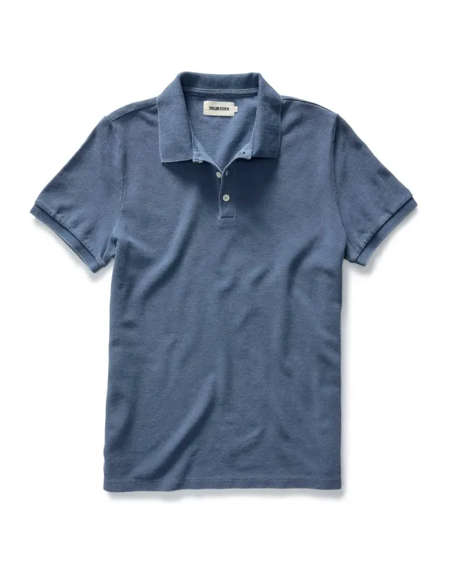 The Pacific Polo in Washed Indigo Pique sold by Taylor Stitch
