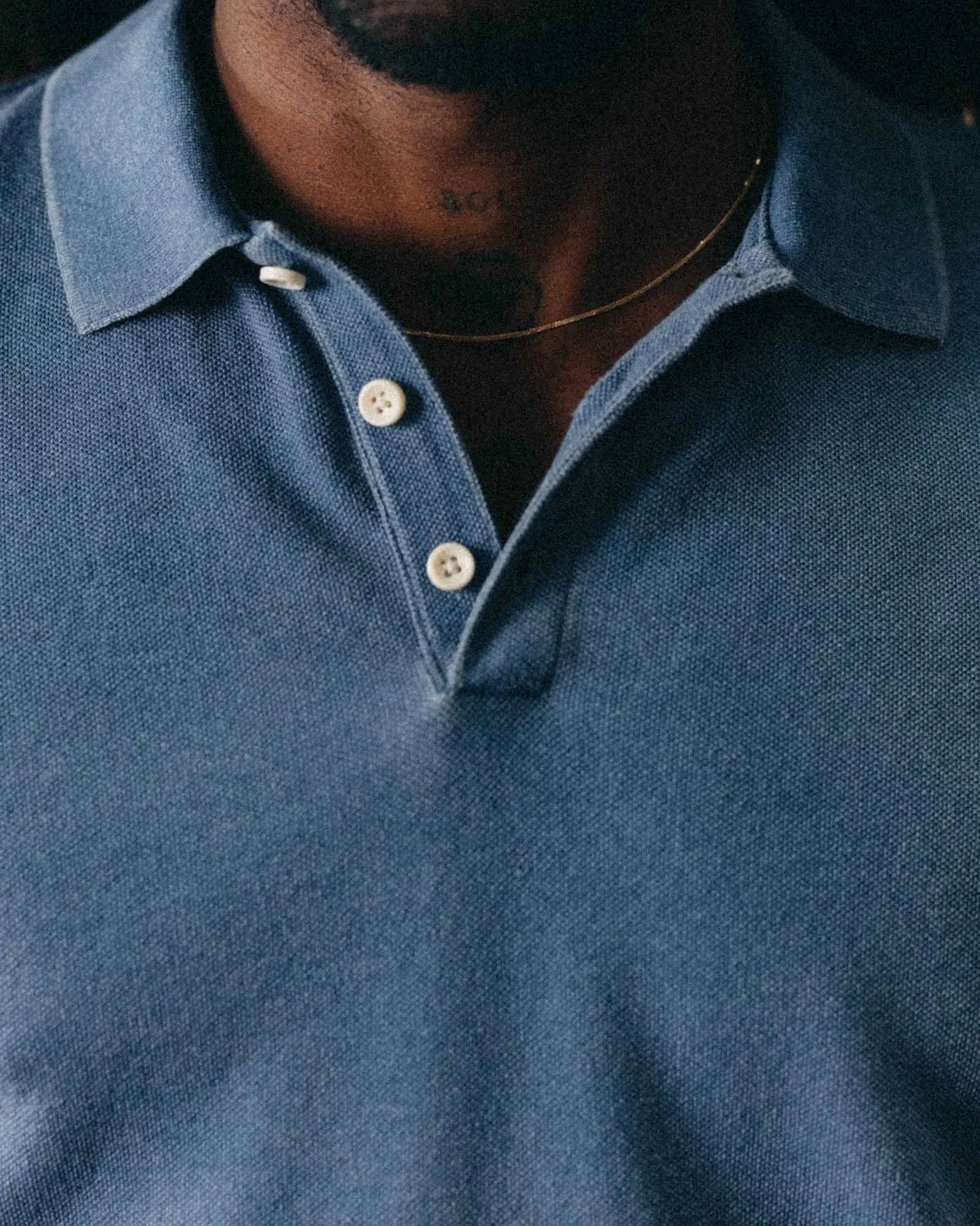 The Pacific Polo in Washed Indigo Pique sold by Taylor Stitch product image thumbnail 3