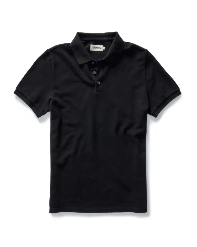 The Pacific Polo in Black Indigo Pique sold by Taylor Stitch