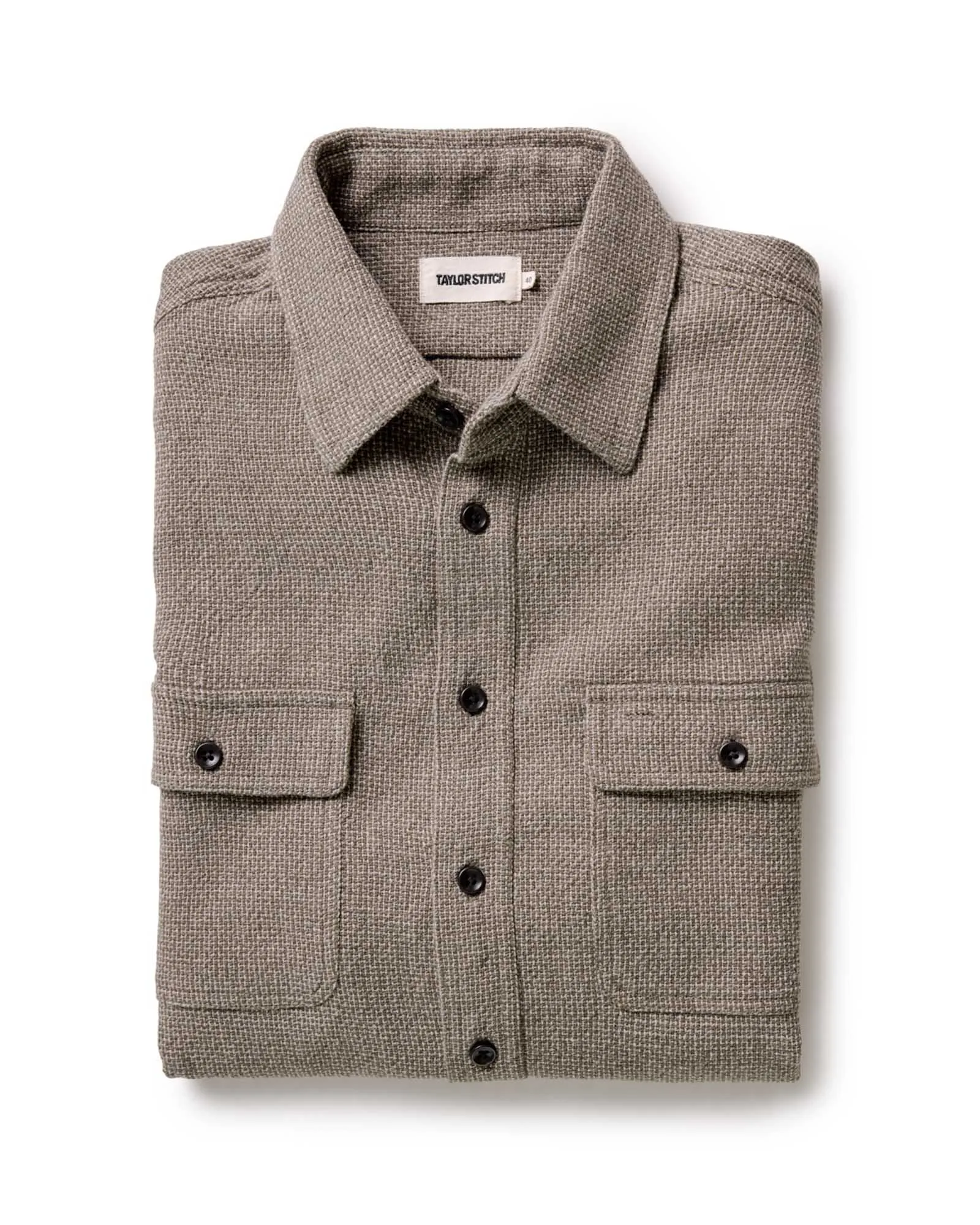 The Ledge Shirt in Army Linen Tweed sold by Taylor Stitch