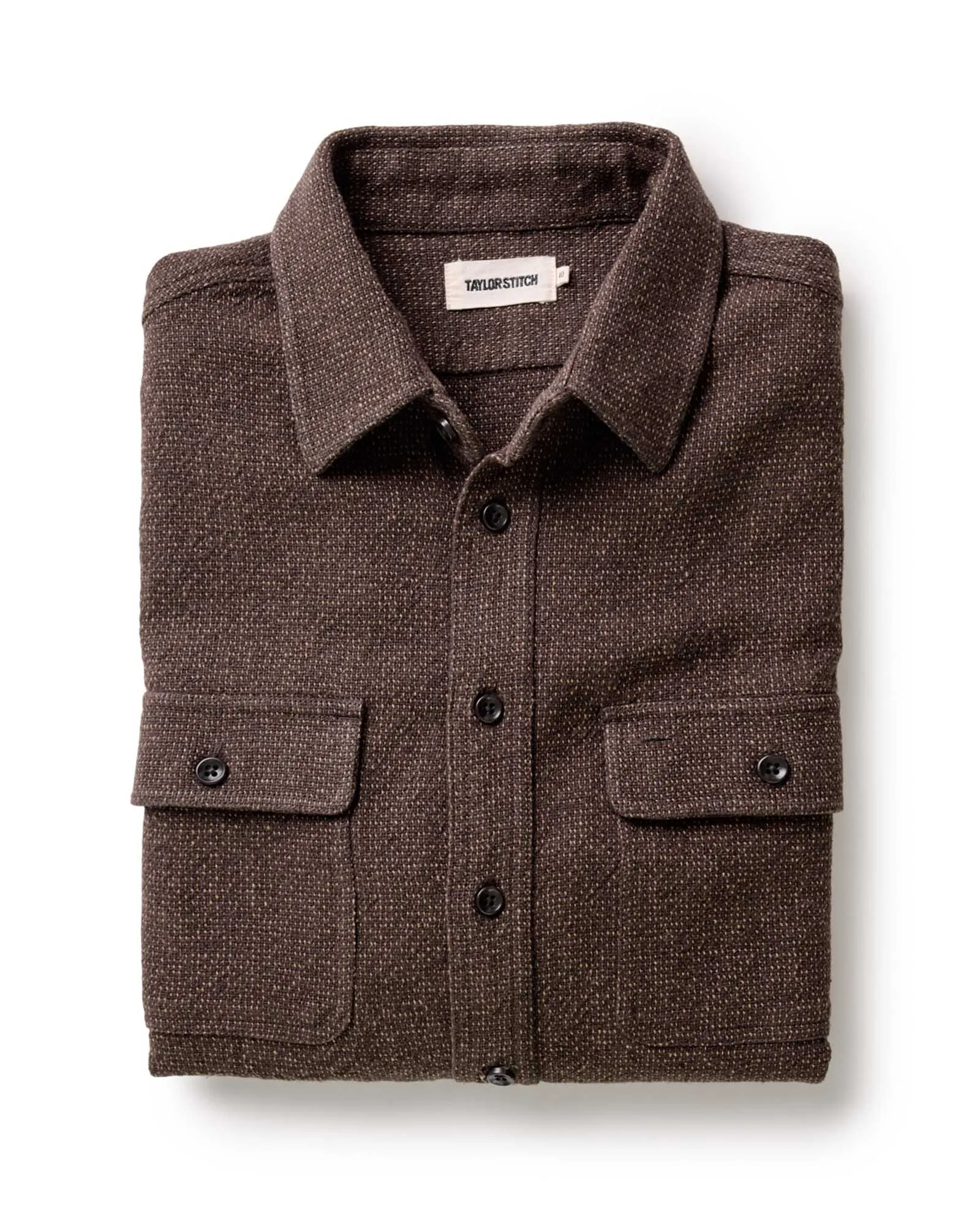 The Ledge Shirt in Black Coffee Linen Tweed sold by Taylor Stitch
