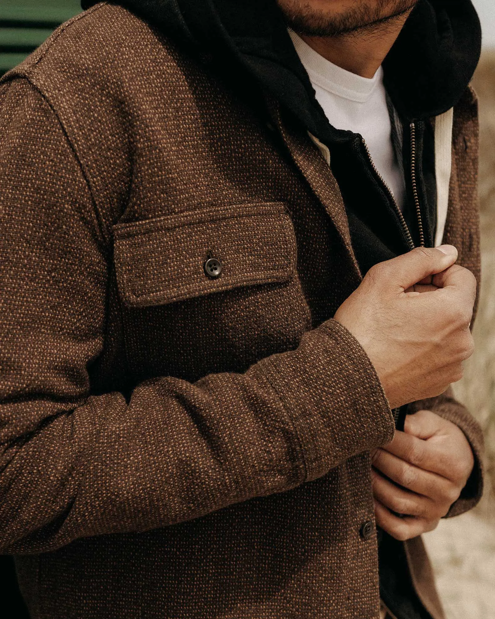 The Ledge Shirt in Black Coffee Linen Tweed sold by Taylor Stitch product image thumbnail 4