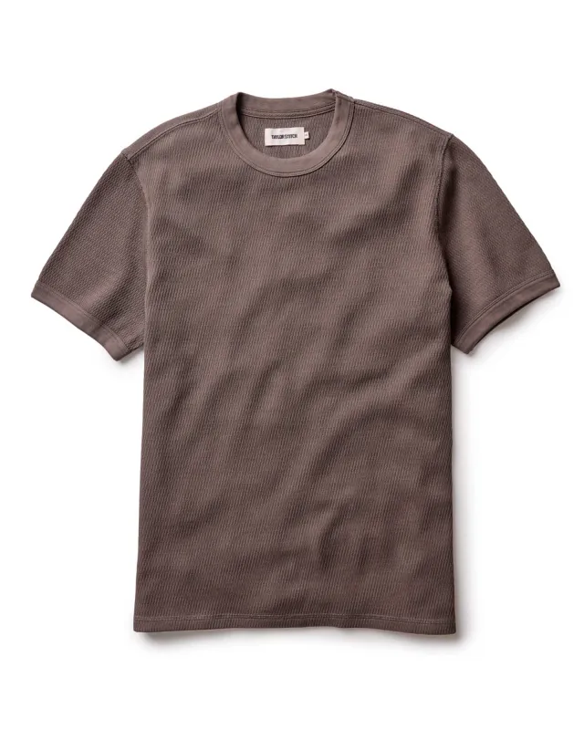 The Organic Cotton Short Sleeve Crew in Fatigue Olive Waffle sold by Taylor Stitch