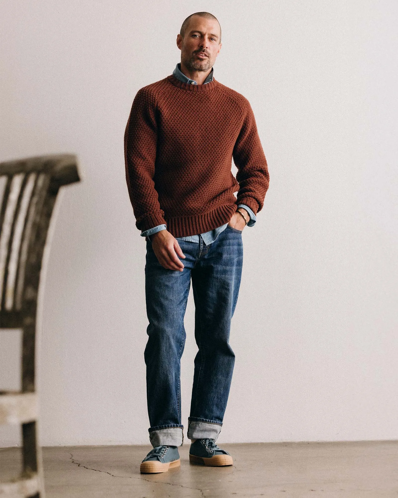 The Straight Jean in Mid Wash Organic Selvedge sold by Taylor Stitch product image thumbnail 2