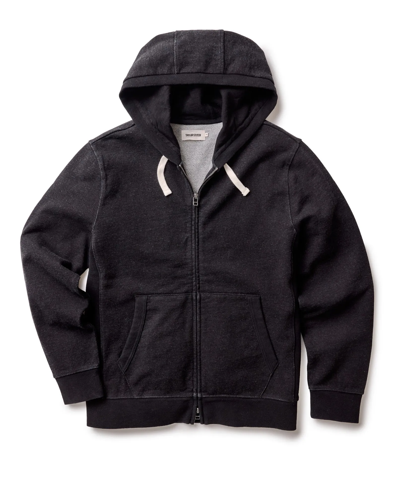 The Apres Zip Hoodie in Black Indigo Terry sold by Taylor Stitch