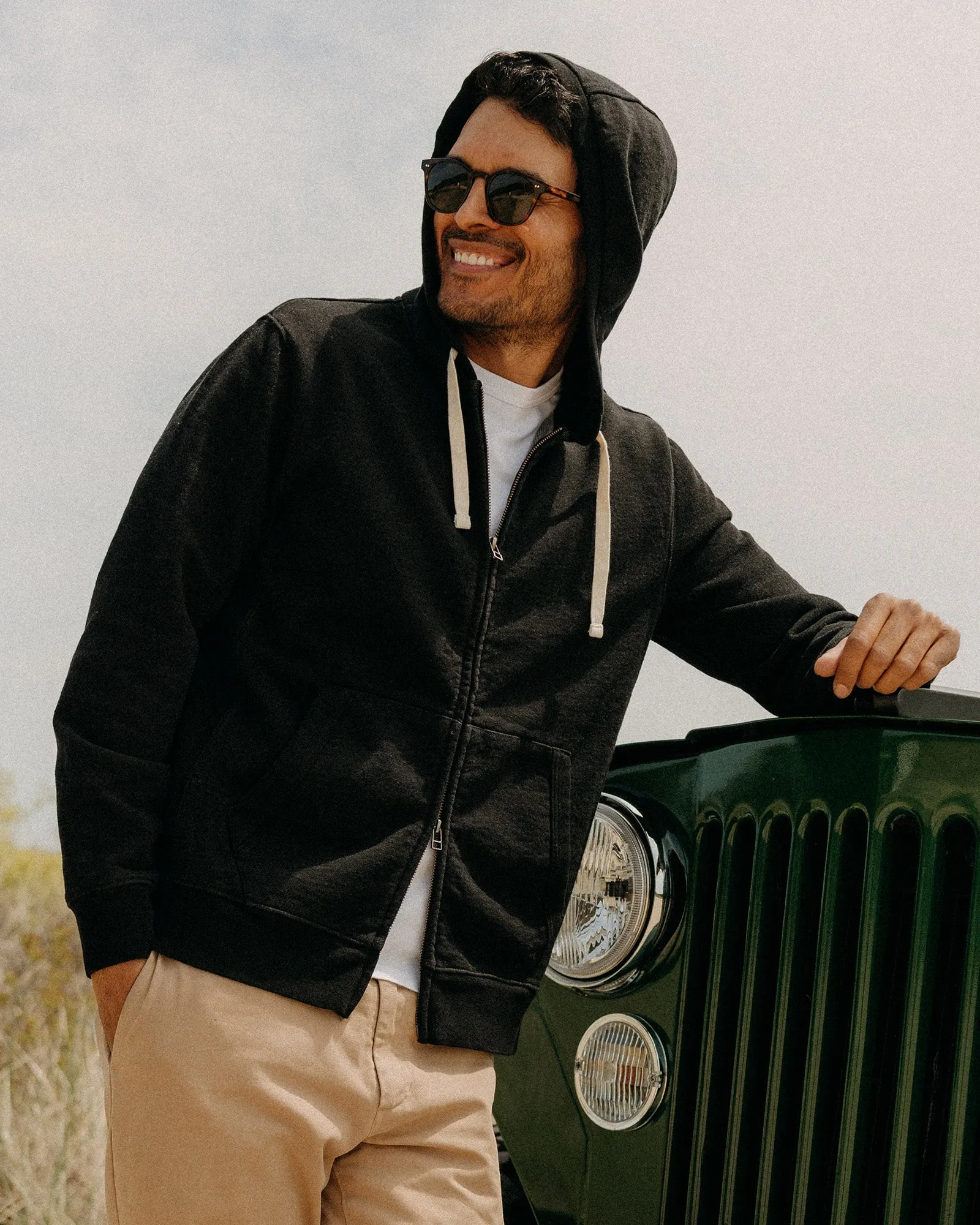 The Apres Zip Hoodie in Black Indigo Terry sold by Taylor Stitch product image thumbnail 2