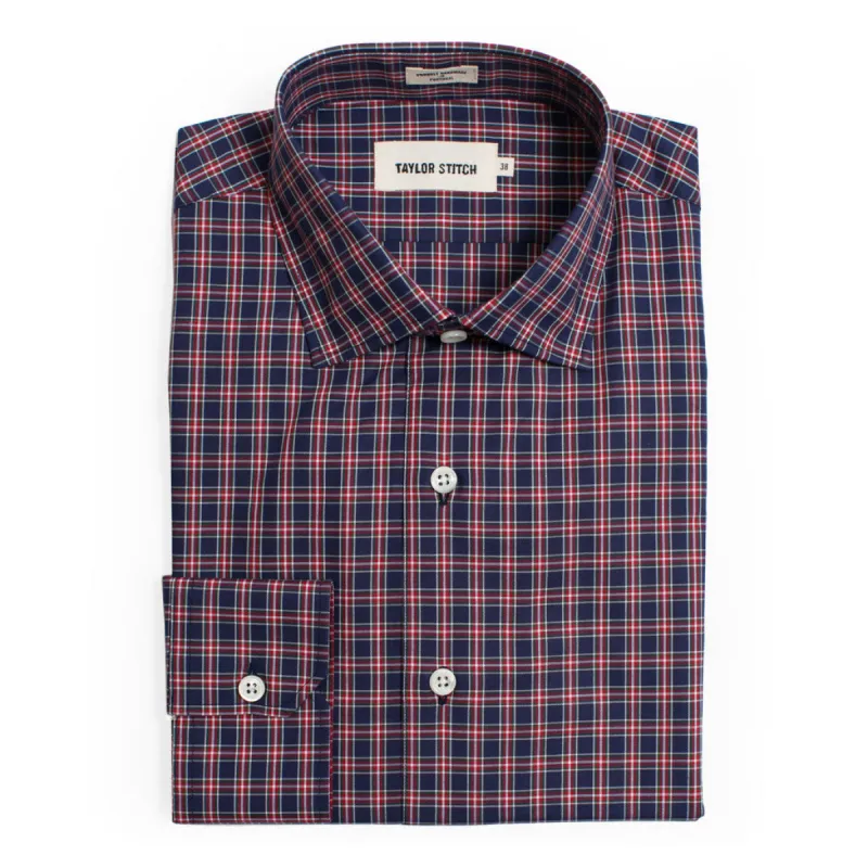 The Hyde in Navy Plaid sold by Taylor Stitch