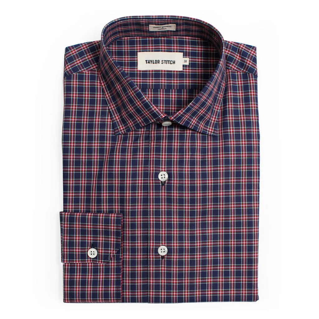 The Hyde in Navy Plaid sold by Taylor Stitch