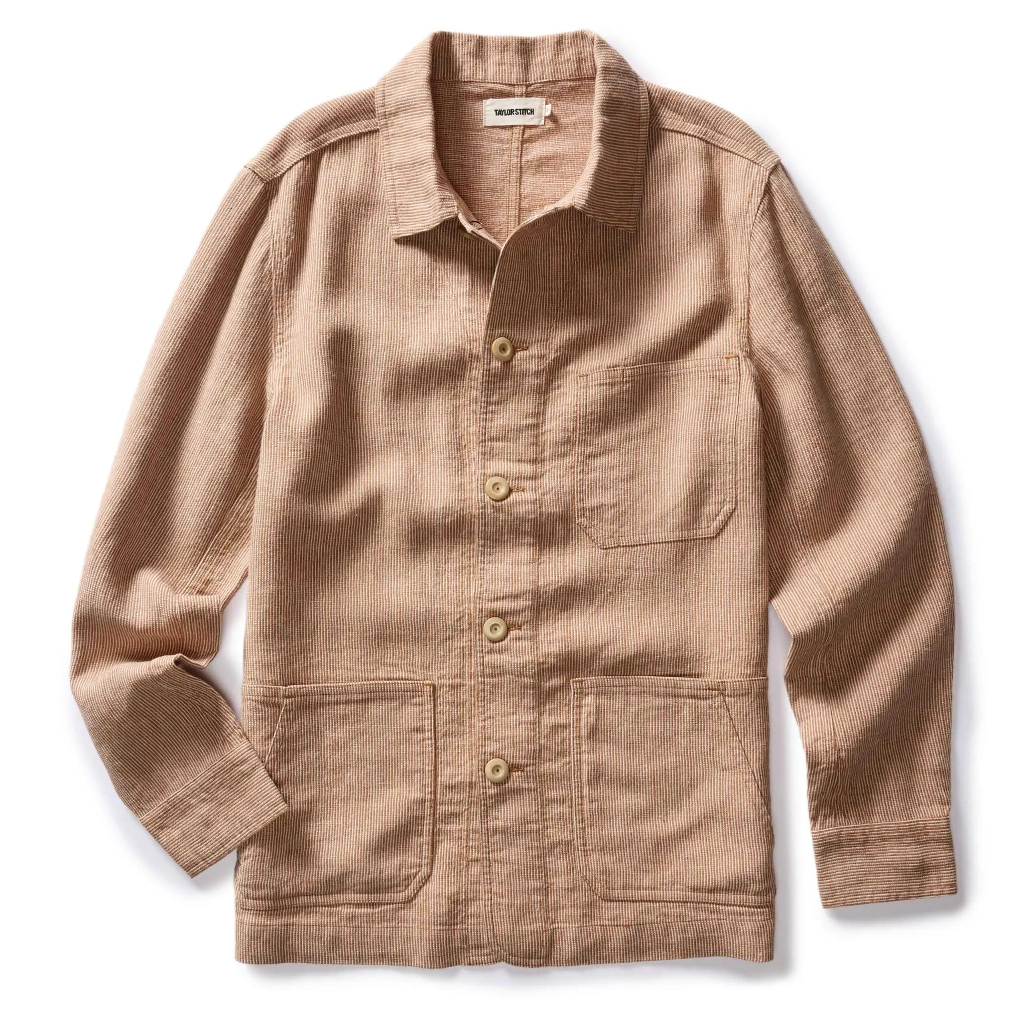 The Ojai Jacket in Chili Stripe Linen sold by Taylor Stitch