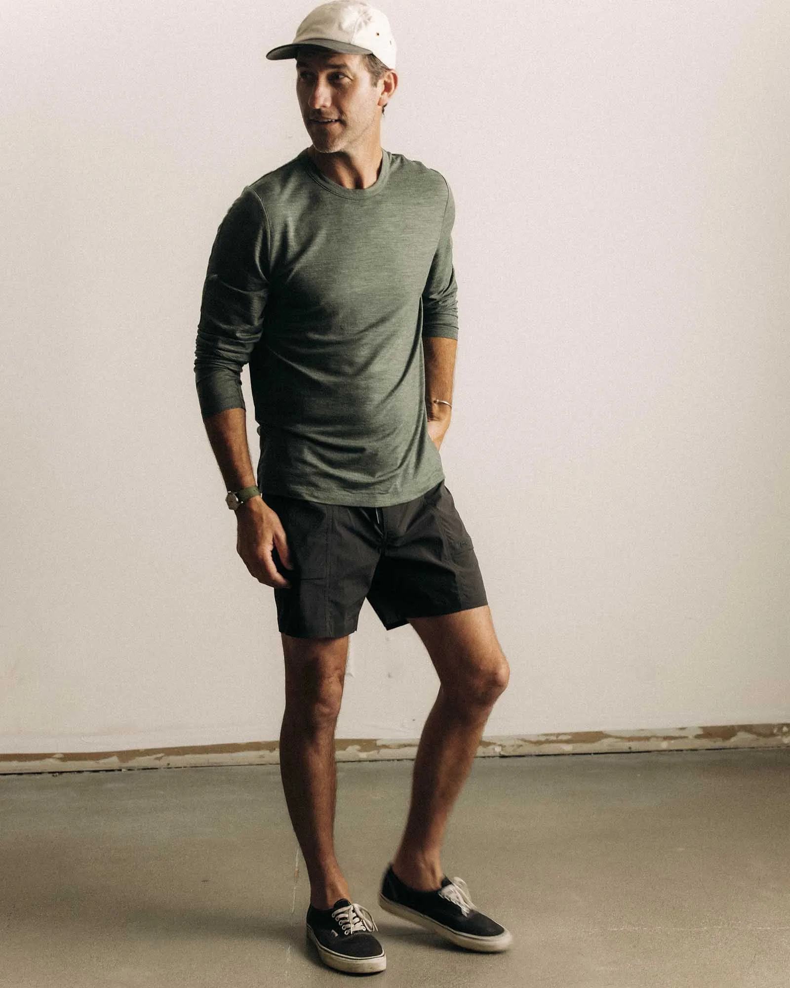 The Merino Long Sleeve Tee in Heather Army sold by Taylor Stitch product image thumbnail 3