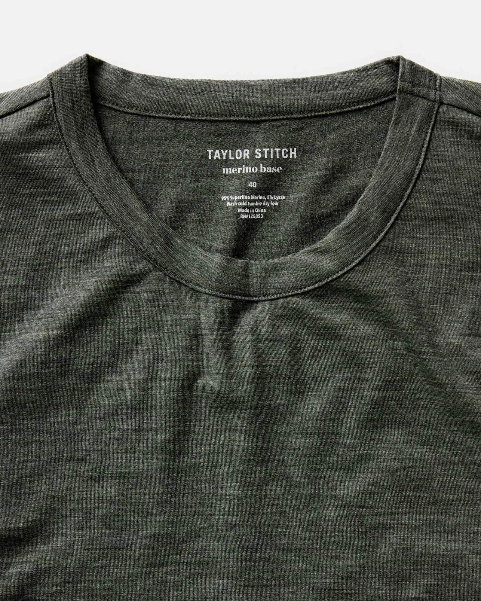 The Merino Long Sleeve Tee in Heather Army sold by Taylor Stitch product image thumbnail 4