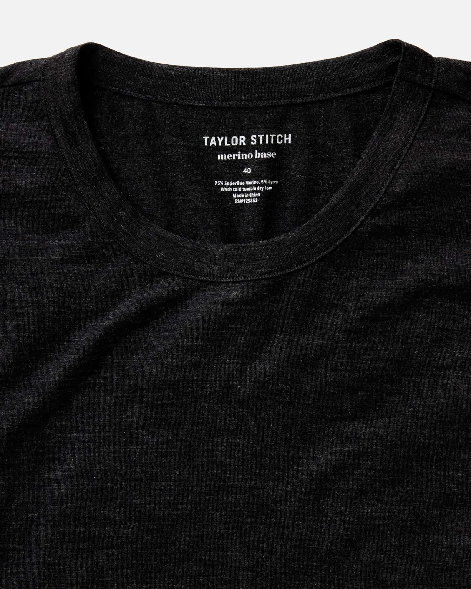 The Merino Long Sleeve Tee in Heather Black sold by Taylor Stitch product image thumbnail 4