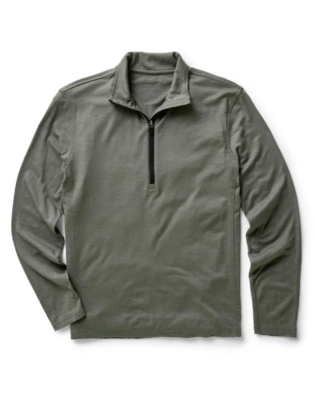 The Ridgeline Merino Half Zip in Field Olive made by Taylor Stitch