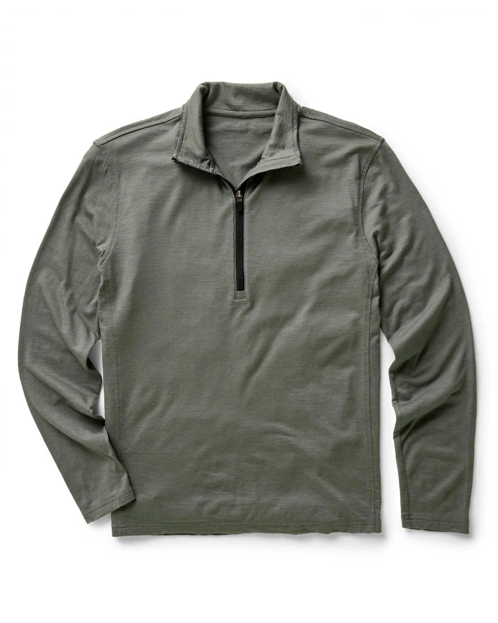 The Ridgeline Merino Half Zip in Field Olive sold by Taylor Stitch