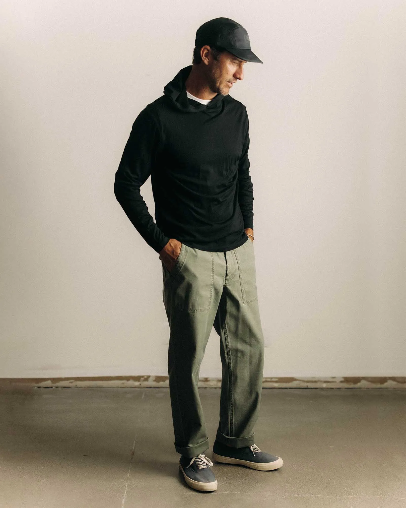 The Ridgeline Merino Hoodie in Coal sold by Taylor Stitch product image thumbnail 2