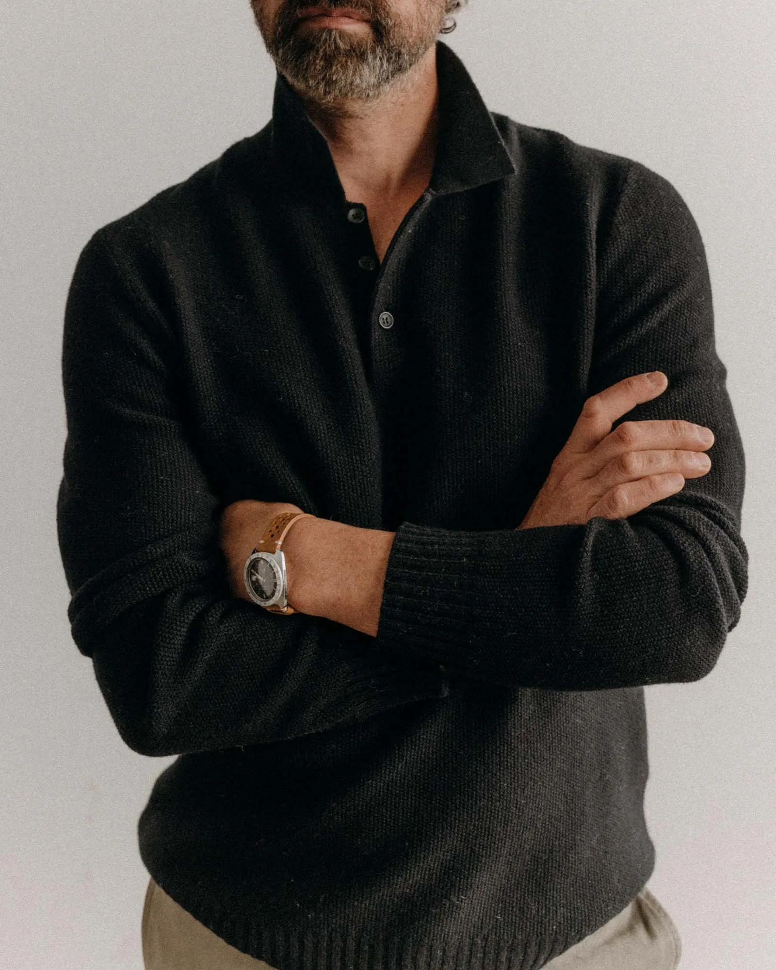 The Newton Sweater Polo in Midnight Merino sold by Taylor Stitch product image thumbnail 2