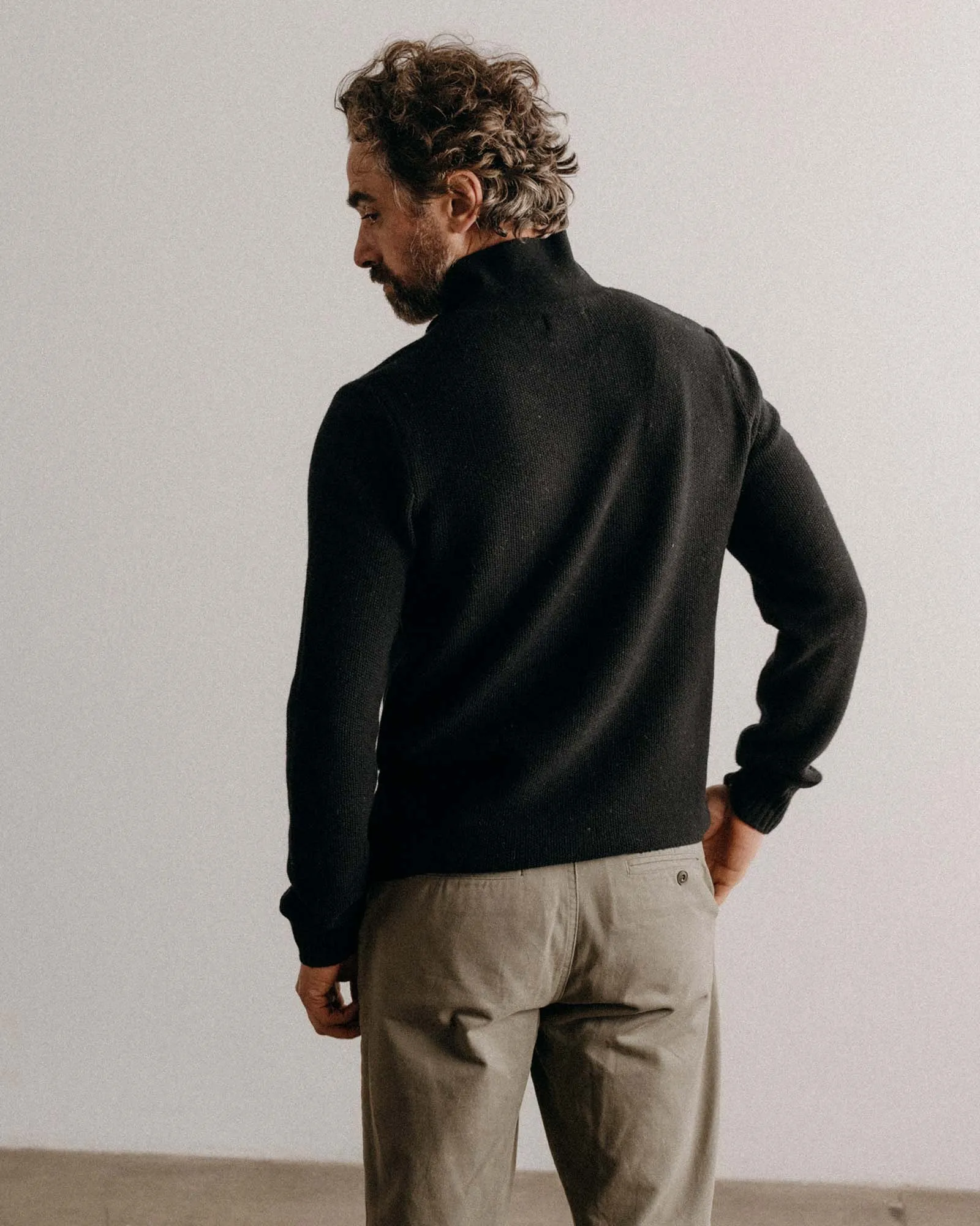 The Newton Sweater Polo in Midnight Merino sold by Taylor Stitch product image thumbnail 3